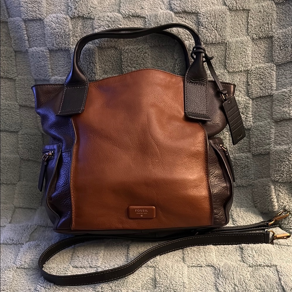 Fossil Two-Tone Leather Tote